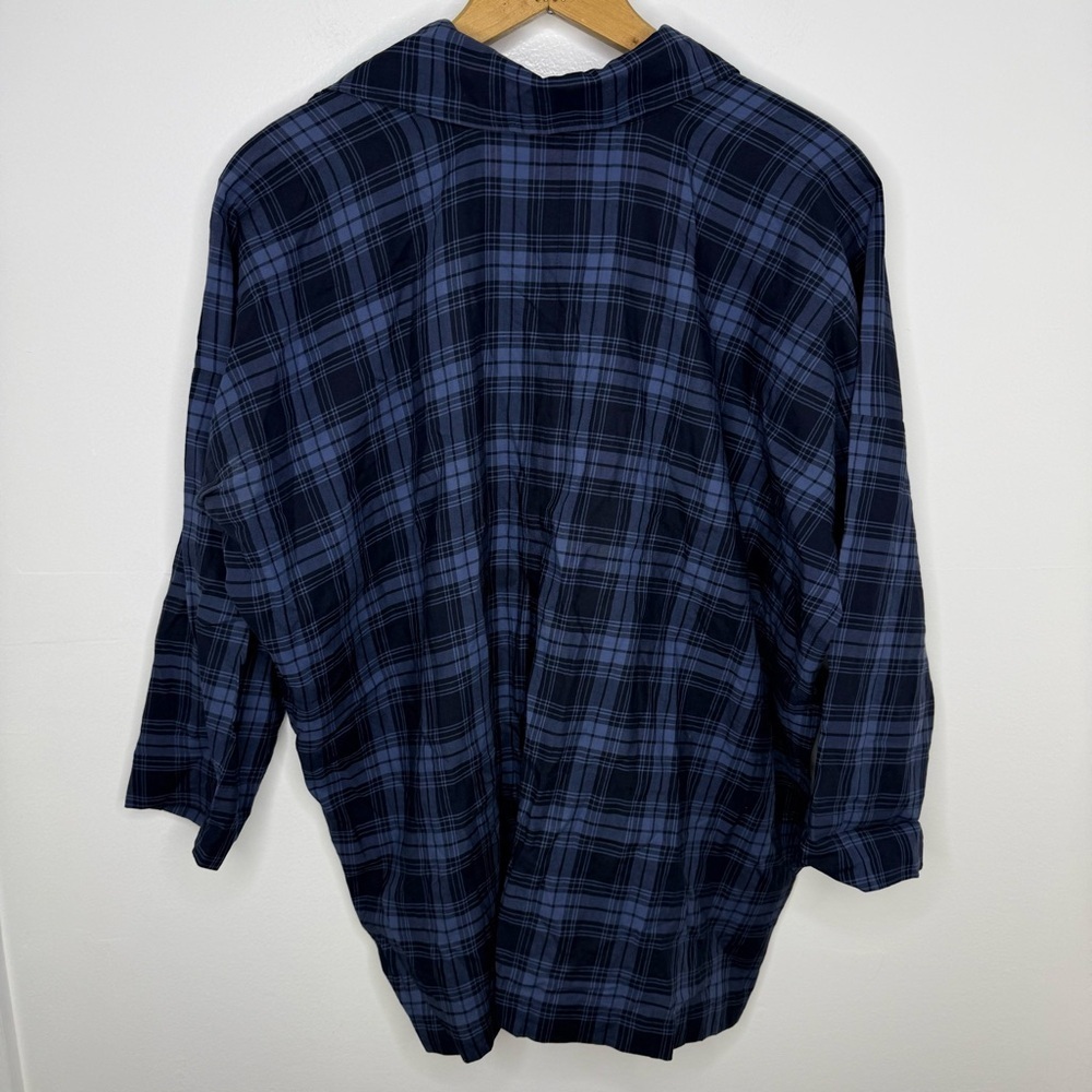 VINCE Blue Coastal Plaid Karo V Neck Cotton Tunic Top - Picture 6 of 6